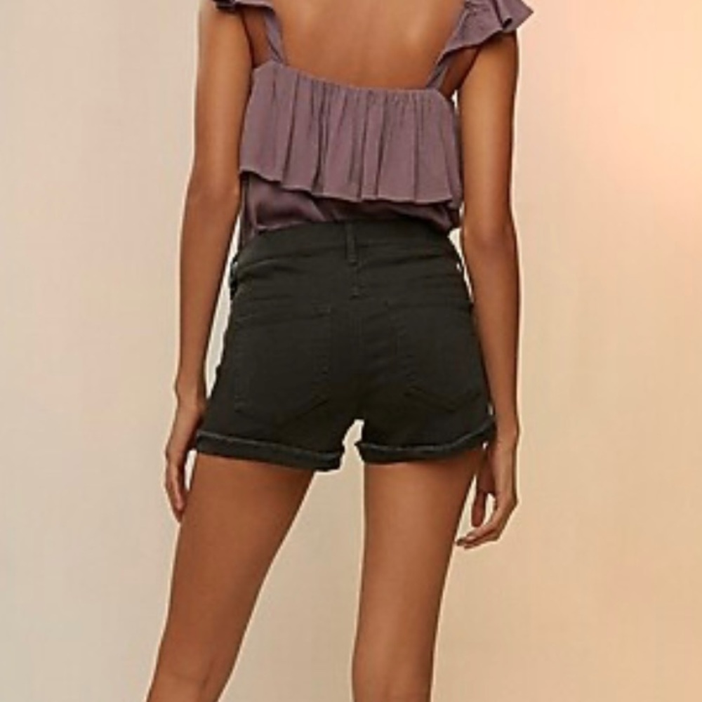Express Mid Rise Shortie Stretch Supersoft Red Shorts - Picture 5 of 6